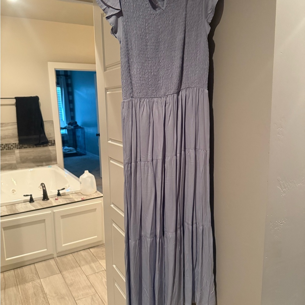 Blue smocked Maxi Dress